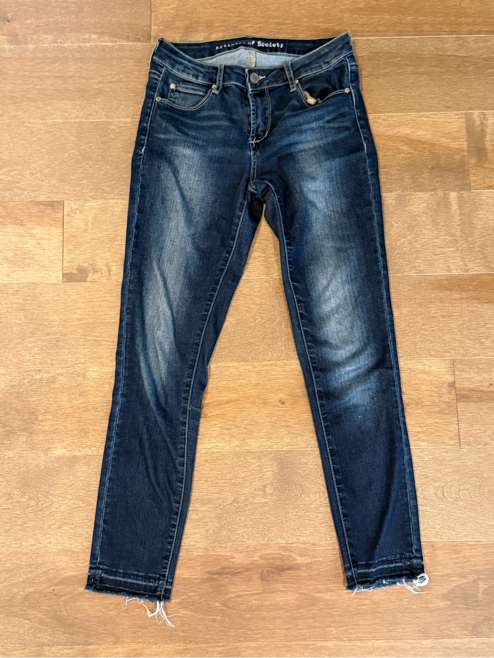 Articles of Society Jeans 25 Dark Wash Skinny Raw Hem Distressed Y2K Denim